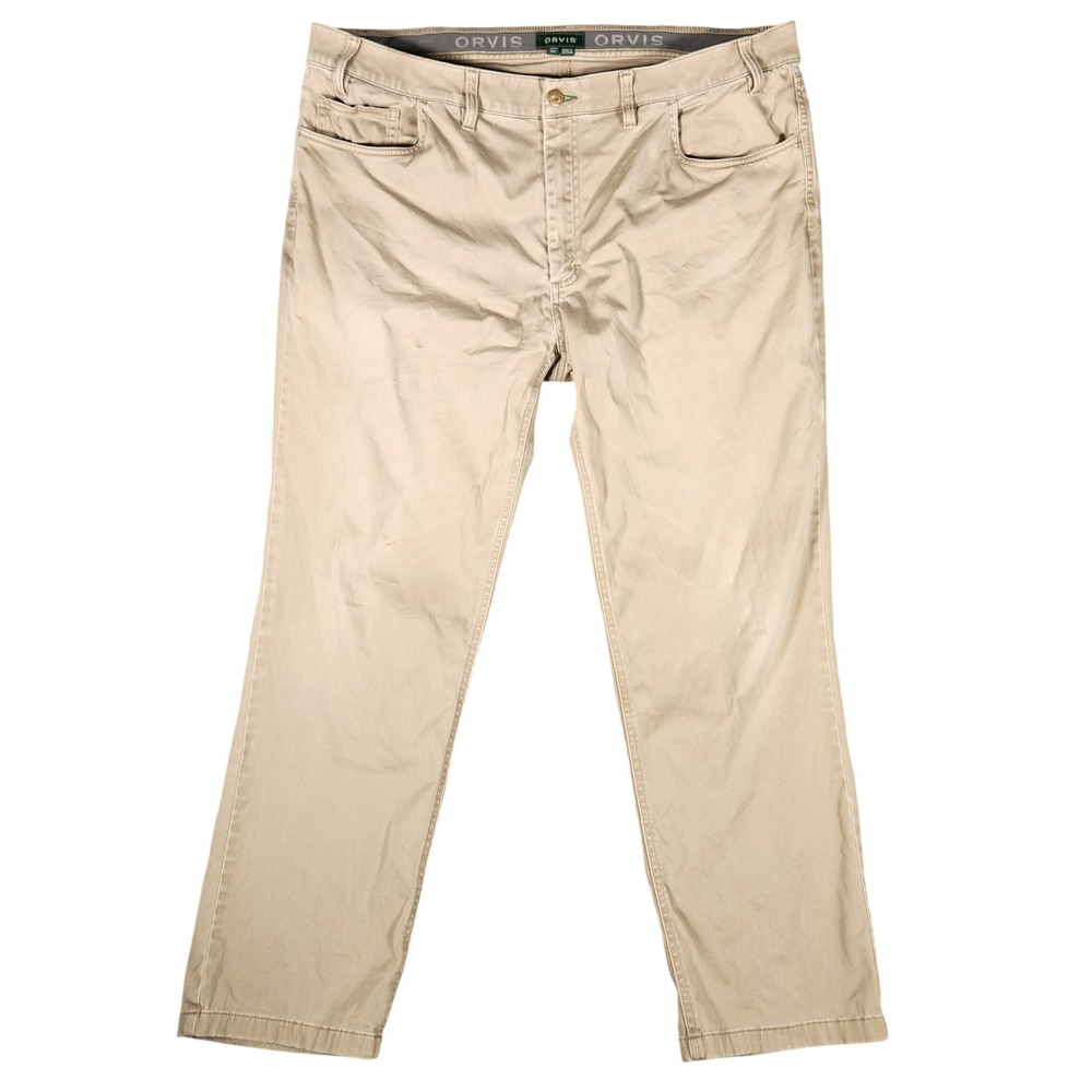 Orvis 5-Pocket Pants Mens 40X30 Tan Khaki Excellent Straight Leg Twill 291378